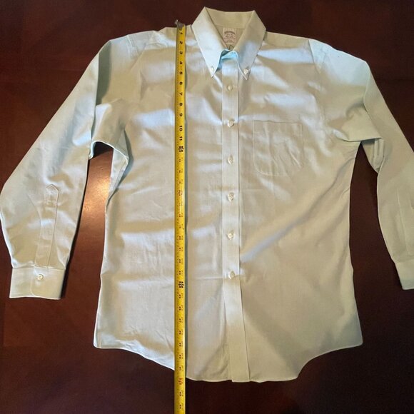 Brooks Brothers‎ Mens Slim Fit Non-Iron Button-Down Shirt 16 1/2 - 34 Green - Picture 12 of 16